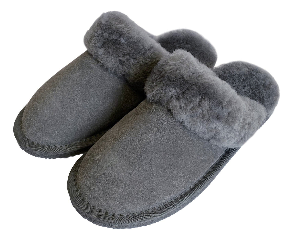 Grey shop mule slippers