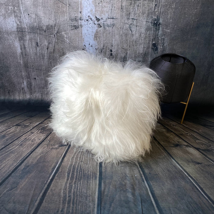 Luxury White Icelandic Double Sided Sheepskin Cushion - Long Hair