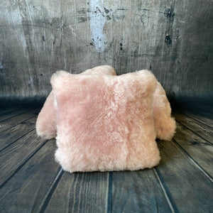 Luxury Icelandic Shorn Sheepskin Cushion with a Cotton Back in Pale Pink