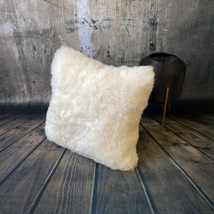 Luxury Icelandic Shorn Sheepskin Cushion with a Cotton Back in White