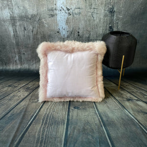 Luxury Icelandic Shorn Sheepskin Cushion with a Cotton Back in Pale Pink