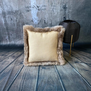 Luxury Icelandic Shorn Sheepskin Cushion with a Cotton Back in Taupe