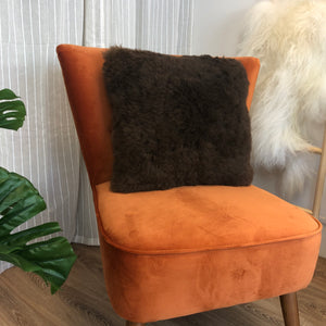 Luxury Icelandic Double Sided Shorn Sheepskin Cushion in Dark Brown
