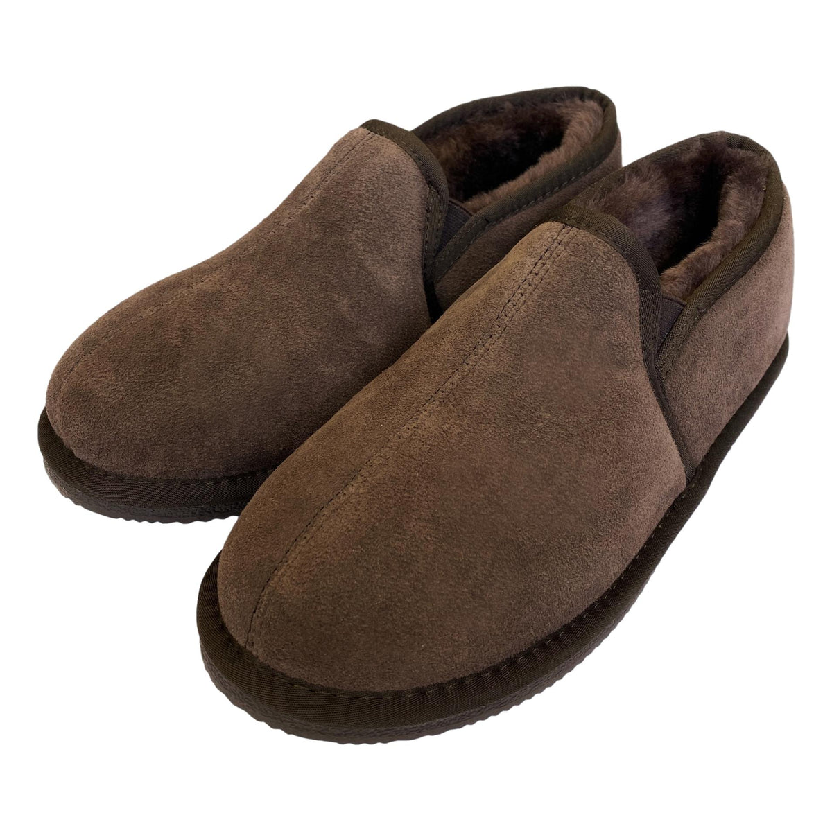 Deluxe Mens Sam Sheepskin Slippers with Hard Sole Chocolate Sheepskin World