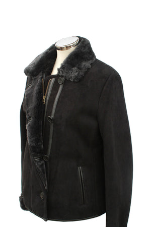 Ladies Jenny Suede Sheepskin Coat - Black