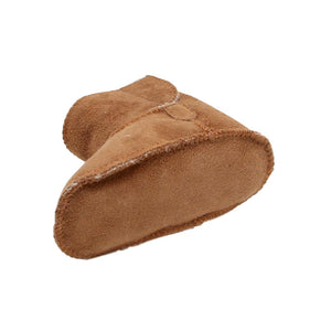 Children's Sheepskin Velcro Tab Bootie - Chestnut