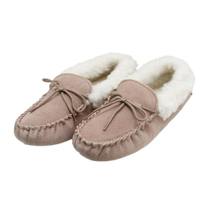 Ladies 'Lucy' Lambswool Moccasin with Soft Sole - Camel