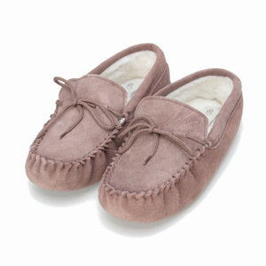 Ladies 'Taylor' Lambswool Moccasin with Soft Sole - Camel