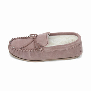 Men's 'Taylor' Lambswool Moccasin with Hard Sole - Camel