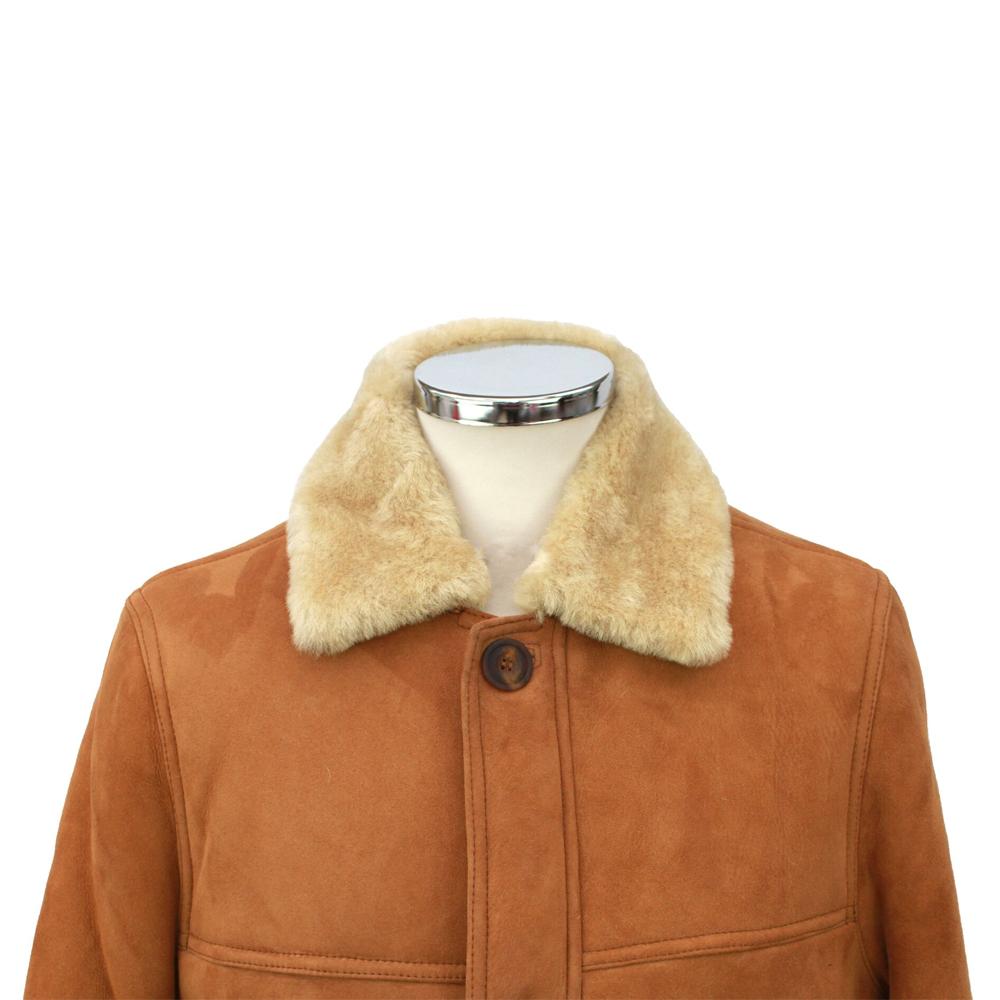 Mens Claude Suede Sheepskin Jacket Tan Sheepskin World