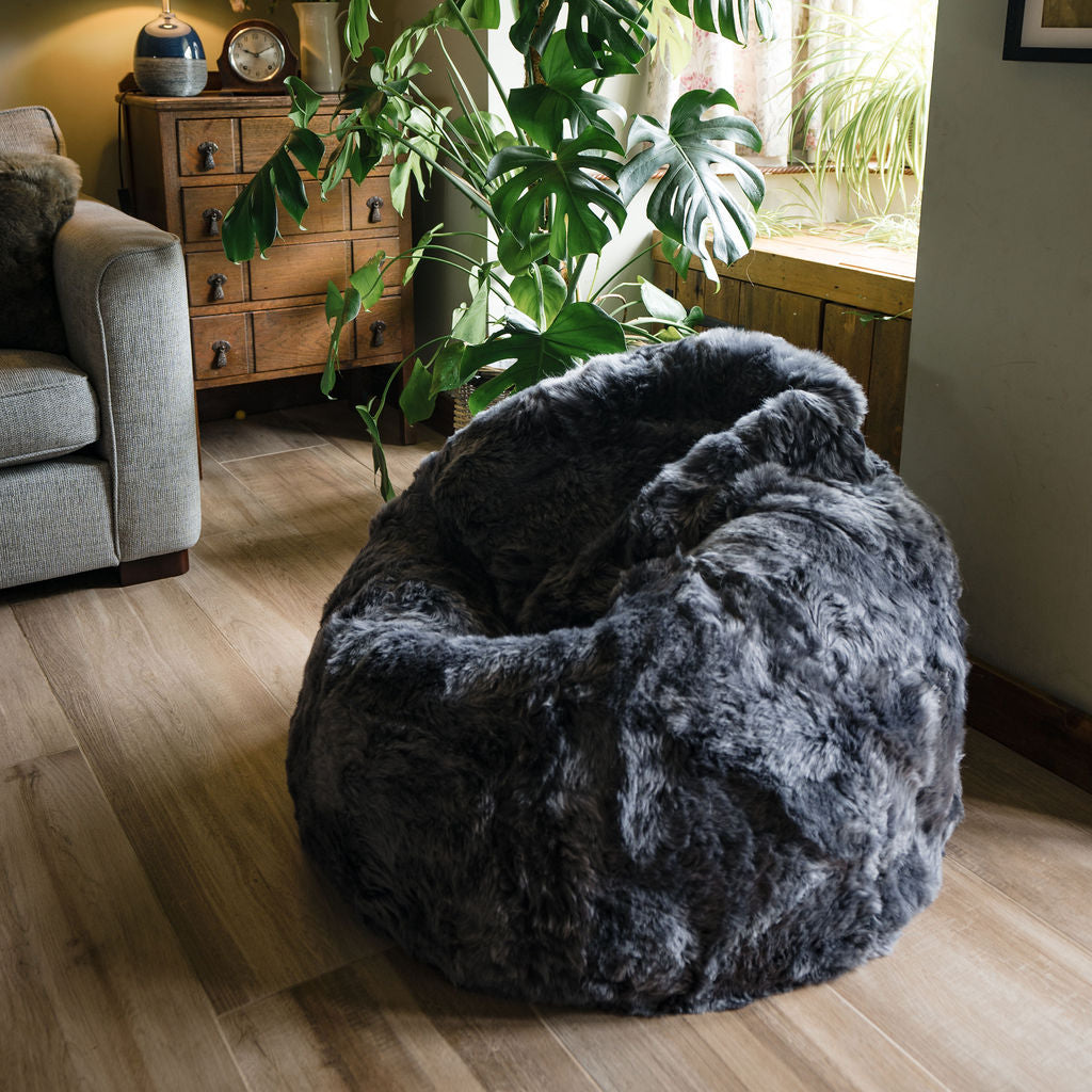 Adult Sheepskin Bean Bag Icelandic Graphite Grey Shorn