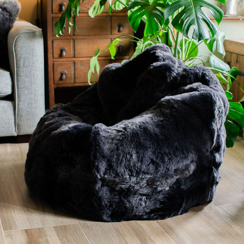 Adult Sheepskin Bean Bag Icelandic Natural Black/Brown Shorn