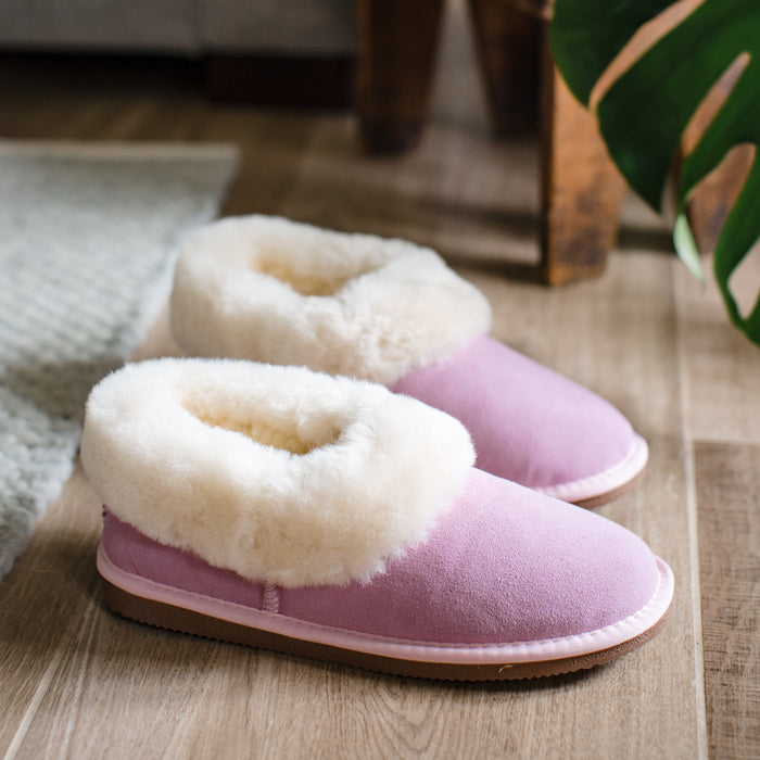 Deluxe Ladies 'Beccy' Sheepskin Slipper Boot - Rose