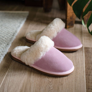 Deluxe Ladies 'Daisy' Sheepskin Slipper Mule - Rose