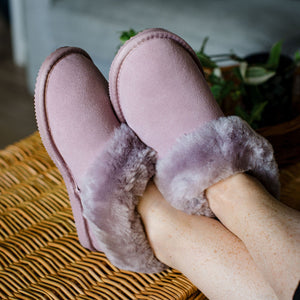 Deluxe Ladies 'Elena' Sheepskin Slippers - Mushroom