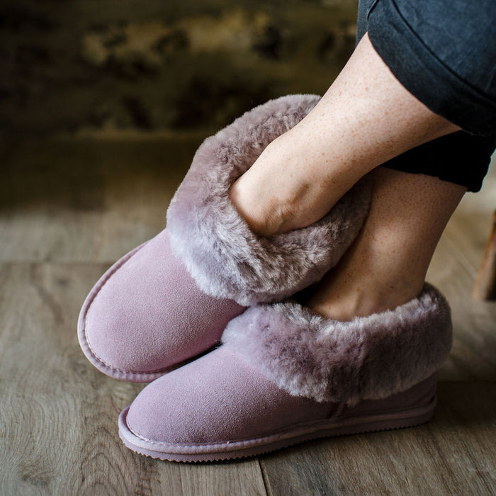 Deluxe Ladies 'Elena' Sheepskin Slippers - Mushroom