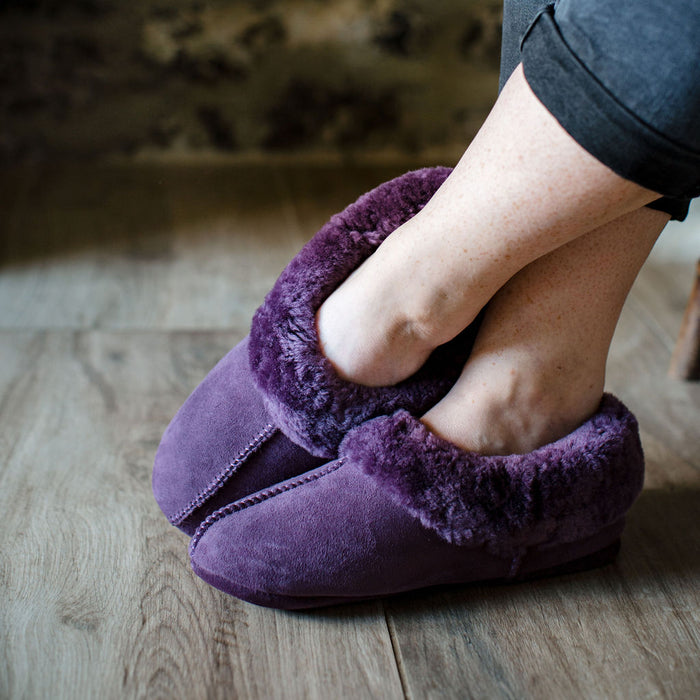 Deluxe Ladies 'Amelia' Sheepskin Slippers - Plum