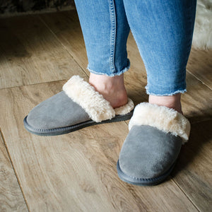 Ladies 'Luna' Wool Lined Slipper Mule - Grey