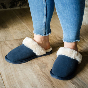 Ladies 'Luna' Wool Lined Slipper Mule - Navy