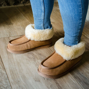 Deluxe Ladies 'Madison' Sheepskin Slipper Boot - Chestnut