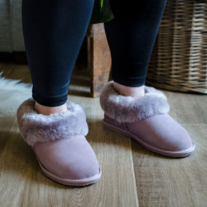 Deluxe Ladies 'Elena' Sheepskin Slippers - Mushroom