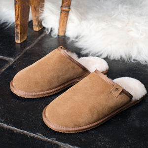 Men's Ellis Sheepskin Lined Slipper Mule - Chestnut/Natural