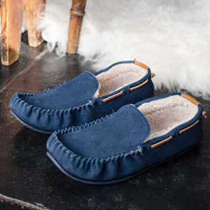 Men's Owen Fleece Lined Moccasin Hard Sole - Navy