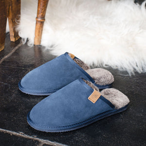 Men's Ellis Sheepskin Lined Slipper Mule - Navy/Tipped