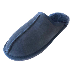 Deluxe Mens 'Michael' Sheepskin Slipper Mule - Navy