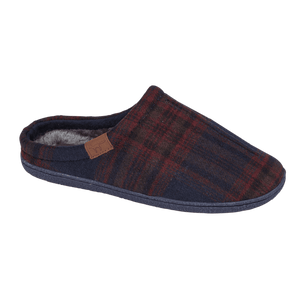 Men's 'Celtic' Navy Checked Slipper Mule