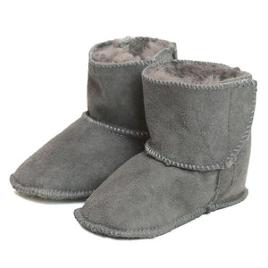 Children's Sheepskin Velcro Tab Bootie - Grey