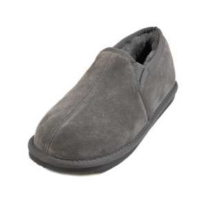 Deluxe Mens 'Sam' Sheepskin Slippers with Hard Sole - Dark Grey