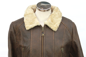 Ladies Ella Short Leather Sheepskin Jacket - Chocolate