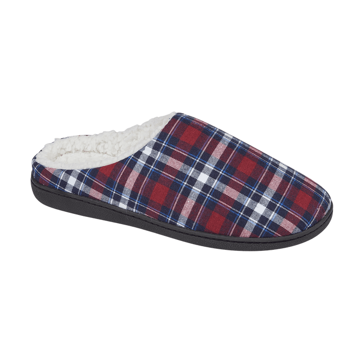 Men's 'Holkham' Navy/Burgundy Checked Slipper Mule