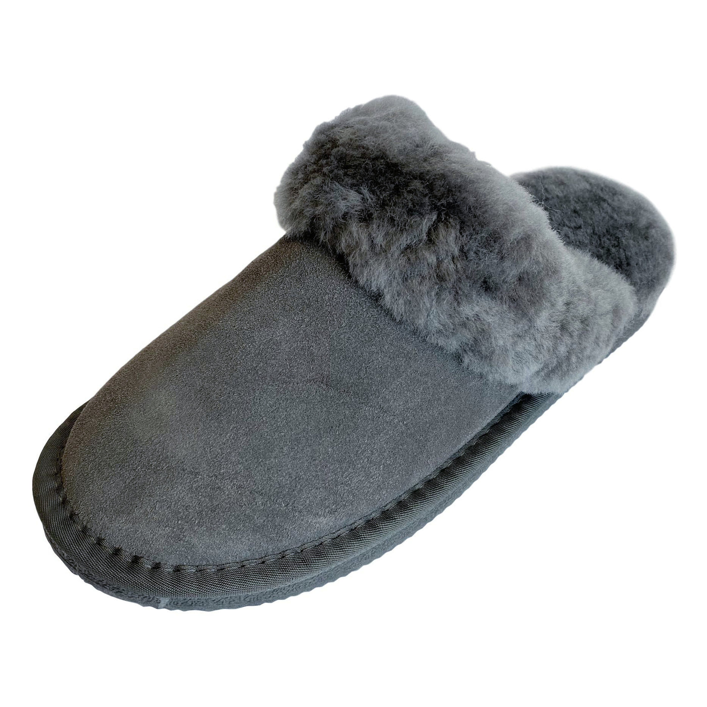 Deluxe Ladies Daisy Sheepskin Slipper Mule Womens Grey Slippers