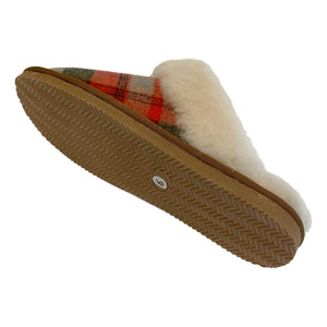 Deluxe Ladies 'Kristine' Sheepskin Slipper Mule - Red Tartan