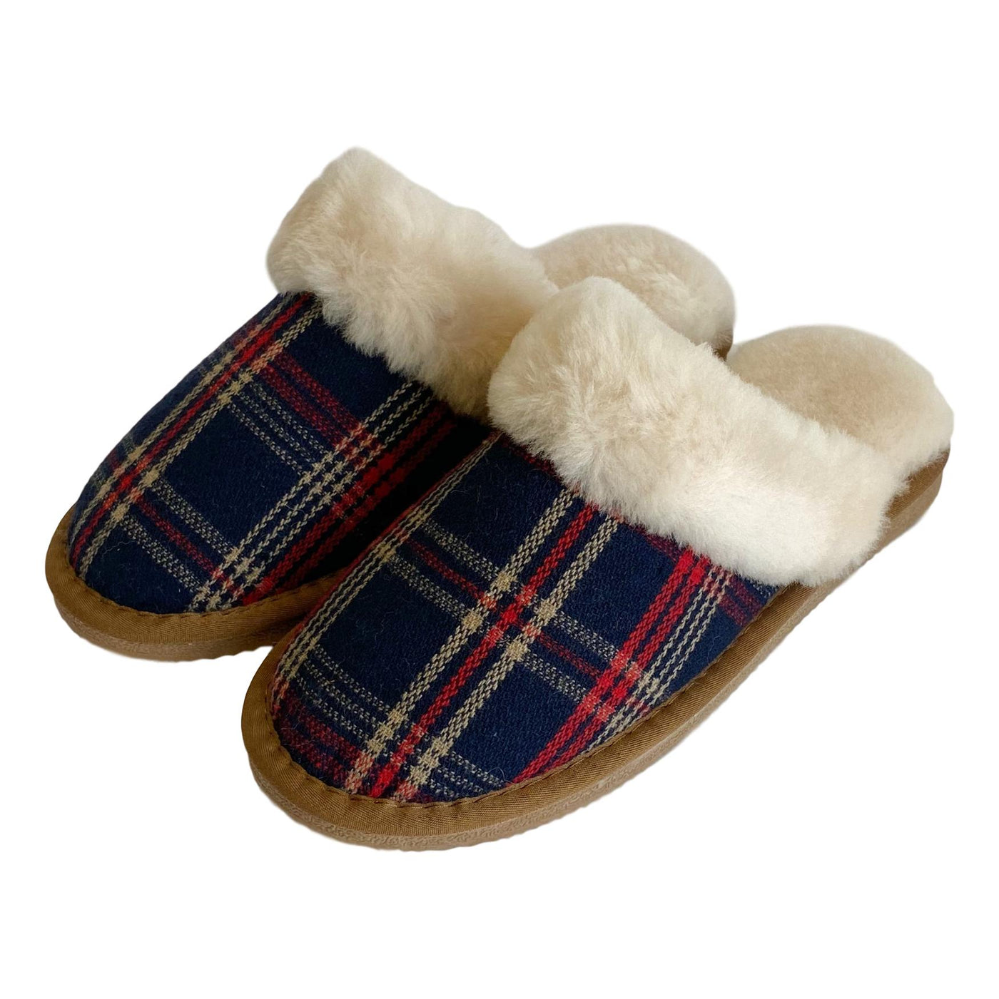 Tartan sheepskin slippers online