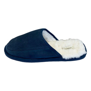 Men's 'James' Lambswool Slipper Mules - Navy