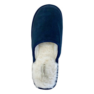 Men's 'James' Lambswool Slipper Mules - Navy