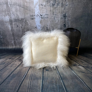 Luxury Icelandic Sheepskin Cushion with a Cotton Back in White