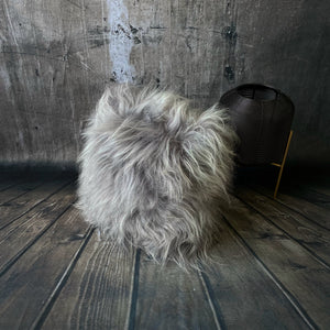 Luxury Icelandic Sheepskin Cushion with a Cotton Back in Grey