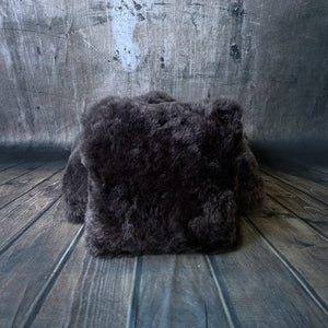 Luxury Icelandic Shorn Sheepskin Cushion with a Cotton Back in Graphite