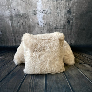 Luxury Icelandic Shorn Sheepskin Cushion with a Cotton Back in Linen