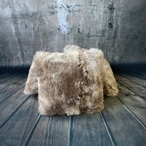 Luxury Icelandic Shorn Sheepskin Cushion with a Cotton Back in Taupe