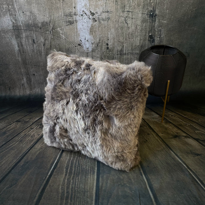 Luxury Icelandic Double Sided Shorn Sheepskin Cushion in Grey Brisa