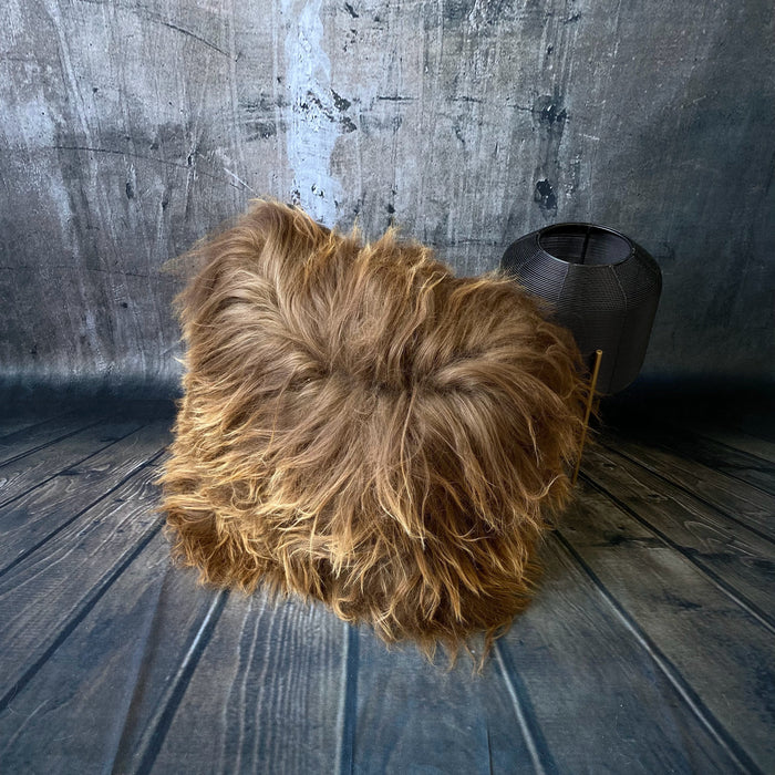 Luxury Icelandic Sheepskin Cushion with a Cotton Back in Rusty Brown