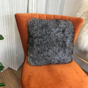 Luxury Icelandic Double Sided Shorn Sheepskin Cushion in Rusty Grey