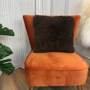 Luxury Icelandic Double Sided Shorn Sheepskin Cushion in Dark Brown