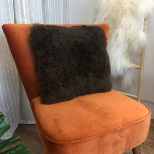 Luxury Icelandic Double Sided Shorn Sheepskin Cushion in Dark Brown