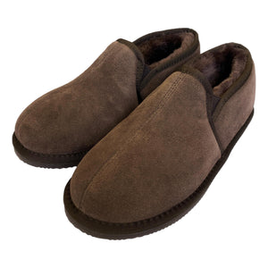 Deluxe Mens 'Sam' Sheepskin Slippers with Hard Sole - Chocolate